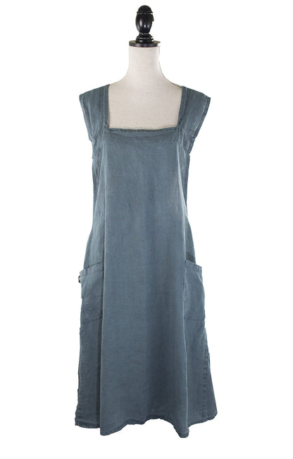 Fennco Styles Solid Criss Cross Back Apron Pure 100% Linen Cooking Kitchen Apron