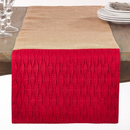 Fennco Styles Kamala Pleated Diamond Jute Table Runner, One Piece, 16"x72" Rectangular
