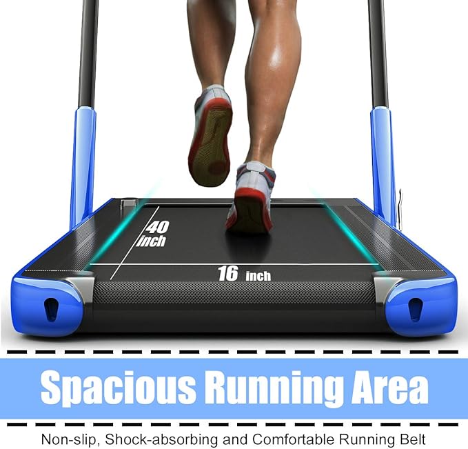 GYMAX Walking Pad, 2 in 1 Free Installation Under Desk Treadmill with Smart App, Remote Control & LED Display, 2.25HP Foldable Portable Compact Running Machine for Small Spaces Home Office
