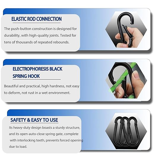 200PCS M4 Black Carabiner Clip,1.57''Inch Bulk Snap Hook Quick Link Small Carabiner Clips,Spring Link Buckle for Fishing Camping Hammock Dog Leashes-270LBS Holding Capacity