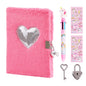 Girls Heart Diary with Lock and Keys - Cute Plush Secret Journal Notebook Gift Ages 6-8