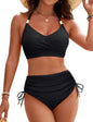 Women's High Waisted Bikini Set - Tummy Control Swimsuit with Crisscross Back