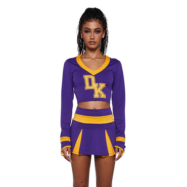 Bite The Boyfriend Costume - Women's Cheerleader Crop Top and Pleated Skirt Set