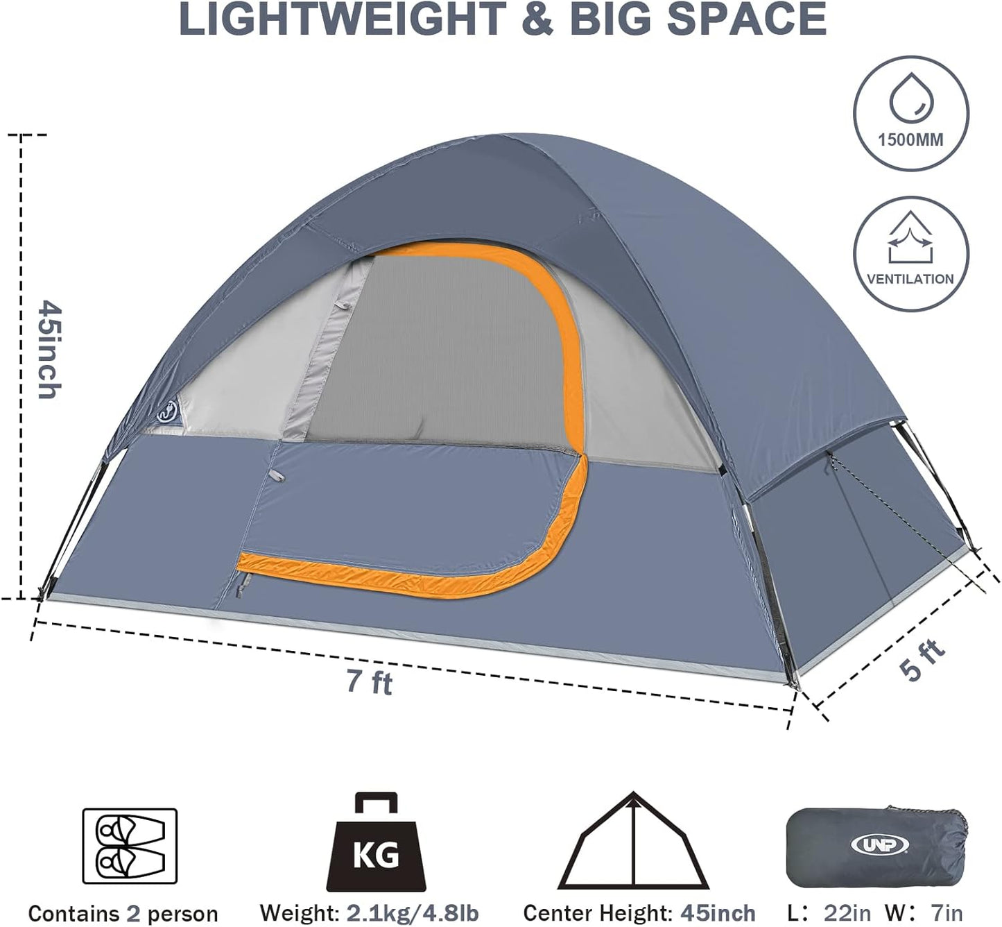 UNP Camping Shower Tent and 2 Person Camping Tent for Hiking Outdoor Fishing Portable
