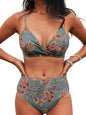 Women's High Waisted Bikini Set - V Neck Twist Front Two Piece Swimsuit with Adjustable Straps