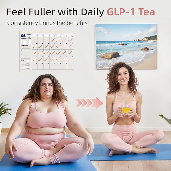 GLP-1 Detox Tea，7 Carefully Selected Plant-Based Ingredients to Complement Balanced Eating Habits,Yerba Mate, Cinnamon, Gardenia & More, No Sugar or Artificial Additives–30Tea Bags (1 Pack)