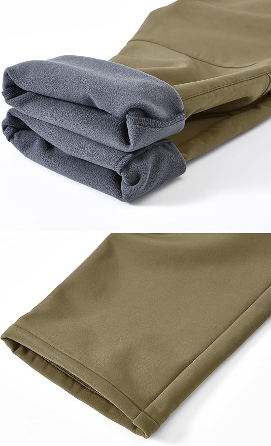 YSENTO Men's Fleece Lined Ski Snow Pants Winter Waterproof Softshell Insulated Hiking Cargo Pants