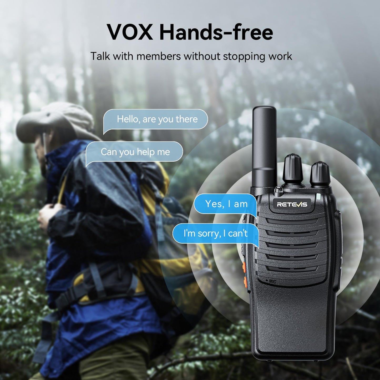 Retevis H-777 Walkie Talkies Rechargeable, 2 Way Radios Long Range, Portable FRS Two-Way Radios, Short Antenna, LED Flashlight, for Adults Family Outdoor (3 Pack)