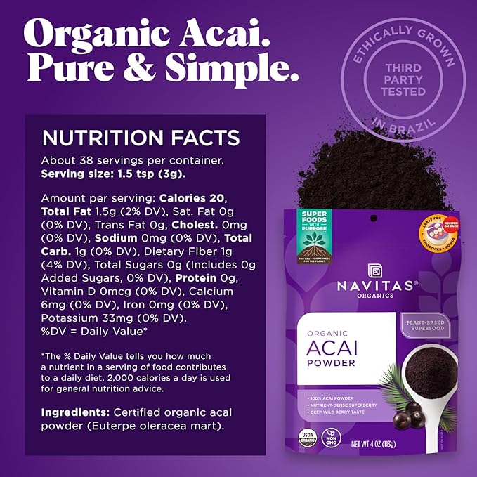 Navitas Organics Acai Powder, 4oz. Pouch, 38 Servings