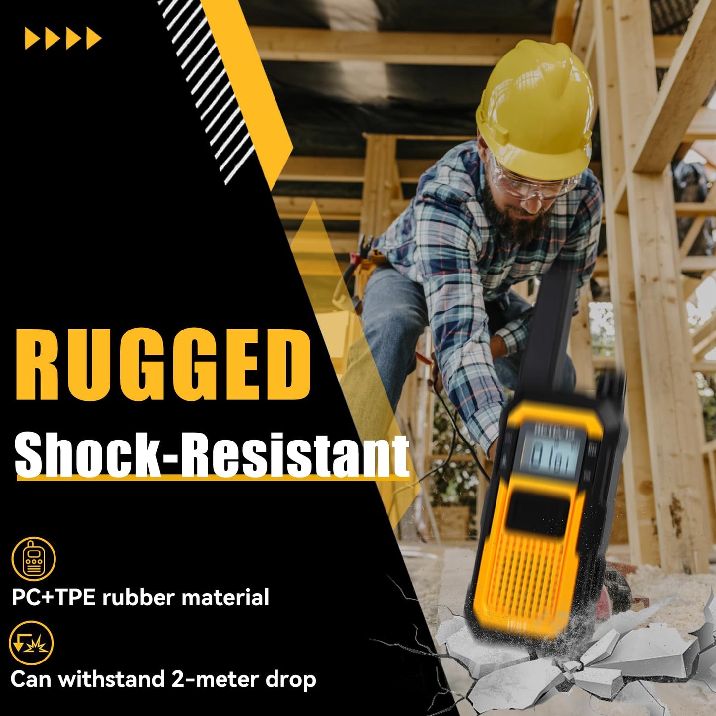 Retevis RB48 Heavy Duty Waterproof Walkie Talkies, Long Range Rechargeable Two Way Radios, Advanced Triple Proof, Vibration Reminder, for Warehousing Construction Contractor(10 Pack)