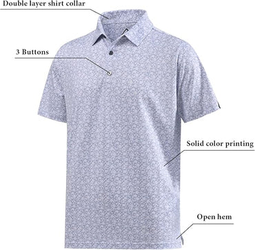 DEOLAX Mens Polo Shirts Fashion Print Mens Golf Shirt Dry Fit Mens Golf Polo Short Sleeve Quick Dry Funny Golf Shirt for Men