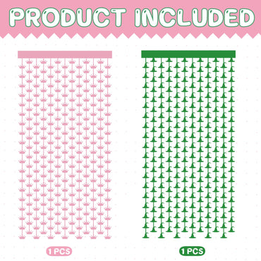 JJWYLTKB 2 Pack Pink Green Fringe Curtain 3x7ft Birthday Party Decor