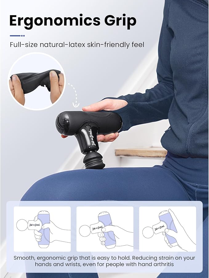 BOB AND BRAD Q2 Mini Massage Gun, Pocket-Sized Deep Tissue Massager Gun, Portable Percussion Muscle Massager Gun, Ultra Small & Quiet Muscle Massage Gun with Carry Case, Home Gym Travel, Black
