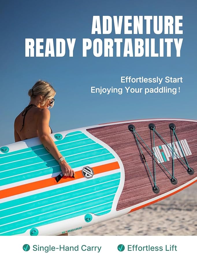 Niphean Inflatable Stand Up Paddle Board with SUP Accessories, Anti-Slip EVA Deck, 10’6’’ Inflatable Paddle Boards for Adults & Youth of All Skill Levels