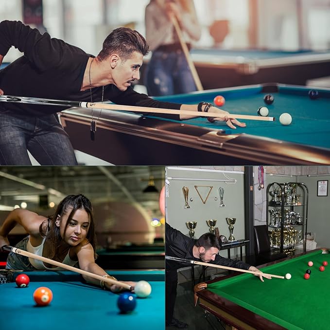 58-Inch Maple Pool Cue Stick, 18oz-21oz ??2-Piece Lightweight Billiard Cue with Leather Case for Home, Bar, and Competitive Use