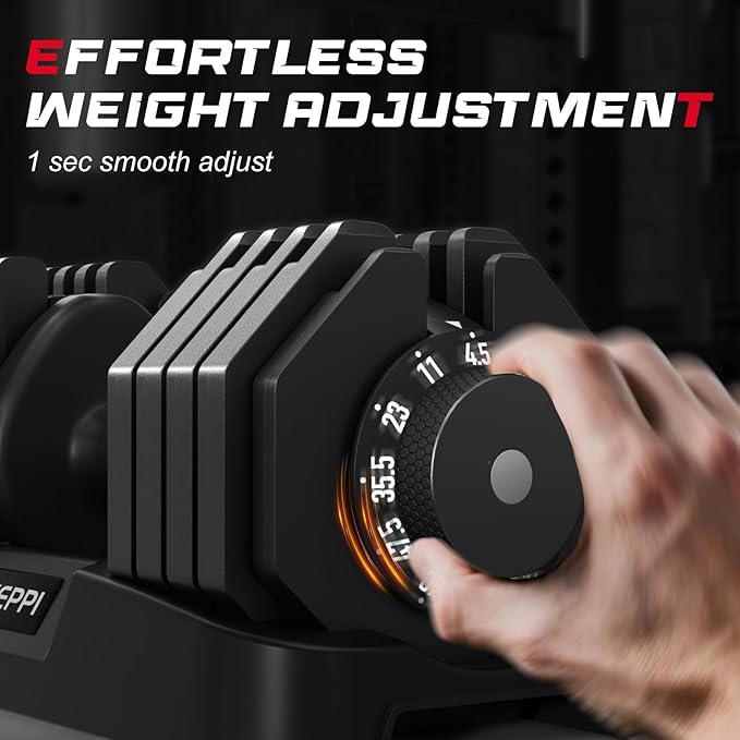 Keppi Adjustable Dumbbells Set-25lb/40lb/55lb/60lb, Anti-Slip Metal Fast Adjust Weight Handle, Exercise & Fitness for Full Body Workout - Adjustable Dumbbell Series