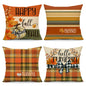 4TH Emotion Fall Pillow Covers 18x18 White Pumpkin Check Set of 4