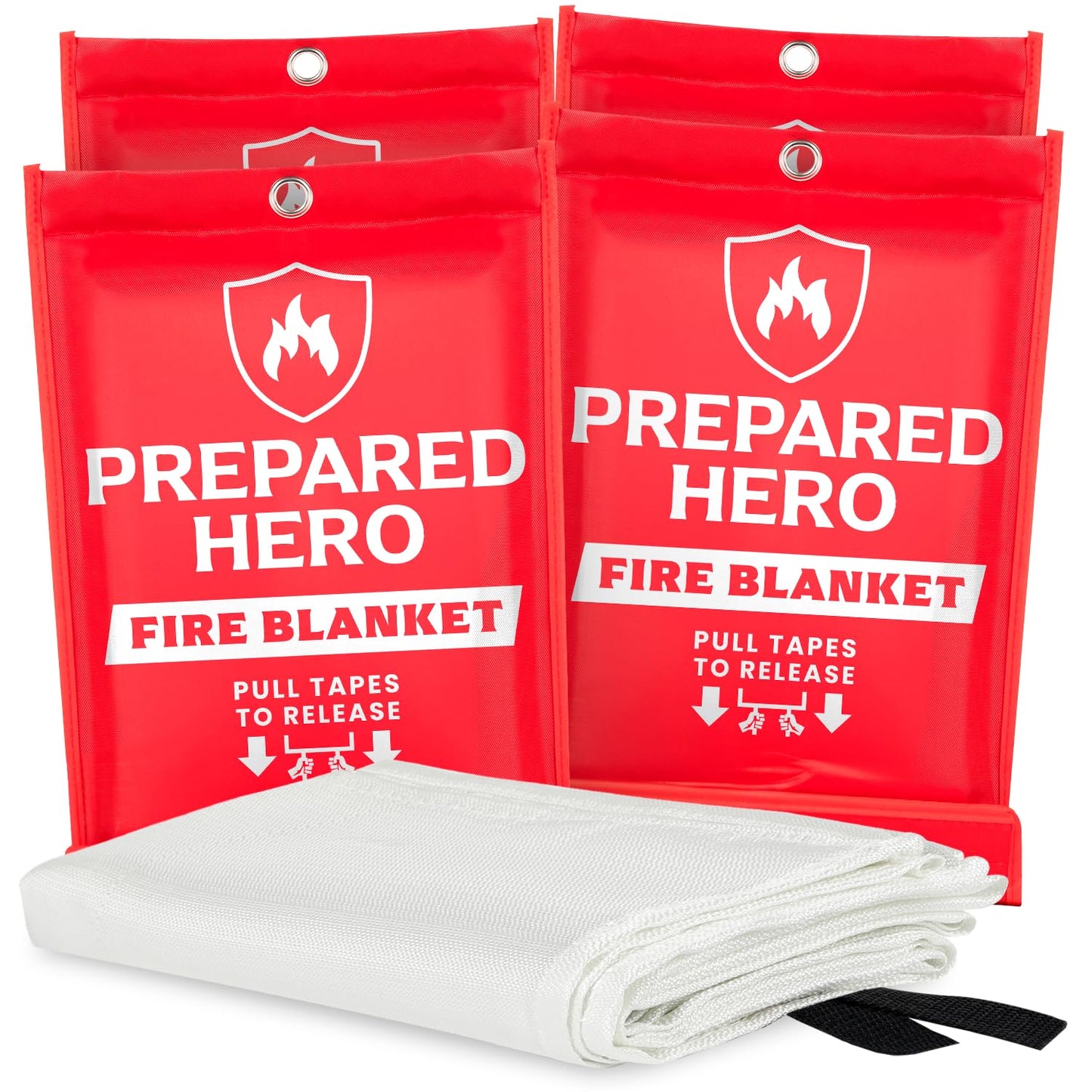 Prepared Hero Emergency Fire Blanket - 2 Pack - Fire Suppression for Kitchen, 40” x 40” Fiberglass Fire Blanket for Home