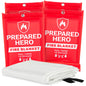 Prepared Hero Emergency Fire Blanket - 2 Pack - Fire Suppression for Kitchen, 40” x 40” Fiberglass Fire Blanket for Home