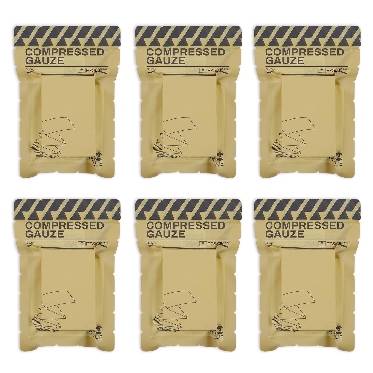 RHINO RESCUE Sterile Compressed Gauze for Emergency Wound Dressing, First Aid and Trauma Kit, 6 Pack