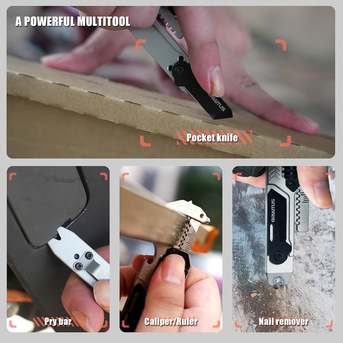 EDC Gear Multitool 7 in-1 Multi Tool with Wrench, Bottle Opener, Car Window Breaker, Pry Bar, Flat Phillips Screwdriver, EDC Tools for Cycling Maintenance, Outdoor, Household Repairs