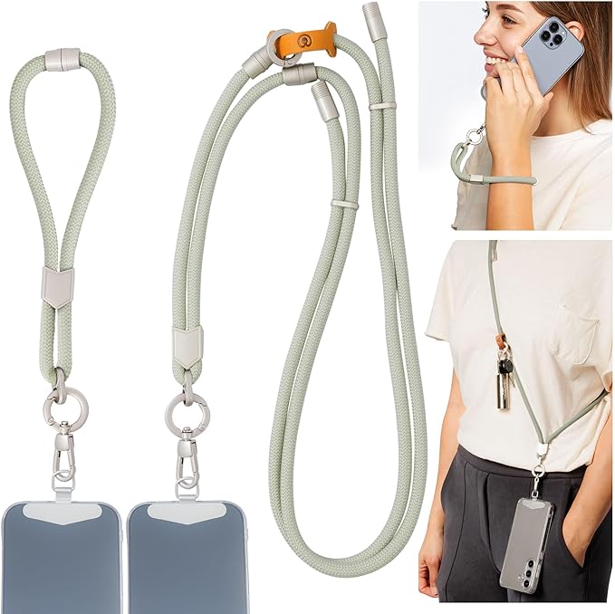 Pulpo 2-in-1 Cell Phone Wrist Strap and Lanyard Sage - Anti Theft Phone Lanyard for Men & Women, Wrist Straps for Phones, Lanyards for Smartphones, Adjustable Cellphone Leash & Safety Strap Tether