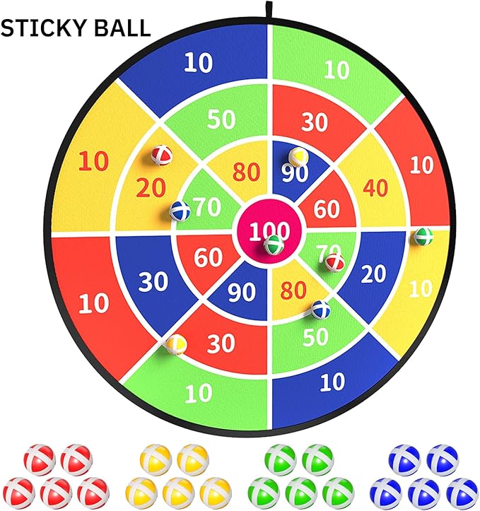 TEMI 29" Large Dart Board for Kids, Boys Toys Dartboards with 20 Balls, Indoor and Outdoor Sport Fun Party Play Game Toys, Birthday Gifts for Boys Girls 3 4 5 6 7 8 9 10 11 12 Years Old