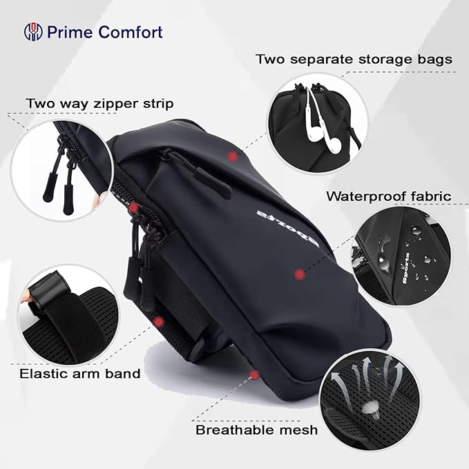 Phone Holder, Small Crossbody Shoulder Holsters Bag with Arm Band, Fits iPhone and Android, Use for Running, Walking, Hiking & Biking (6.7 Inches, Grayish White)
