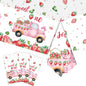 PHOGARY 3 PCS Strawberry Tablecloth Plastic Party Decor Pink 108x54in