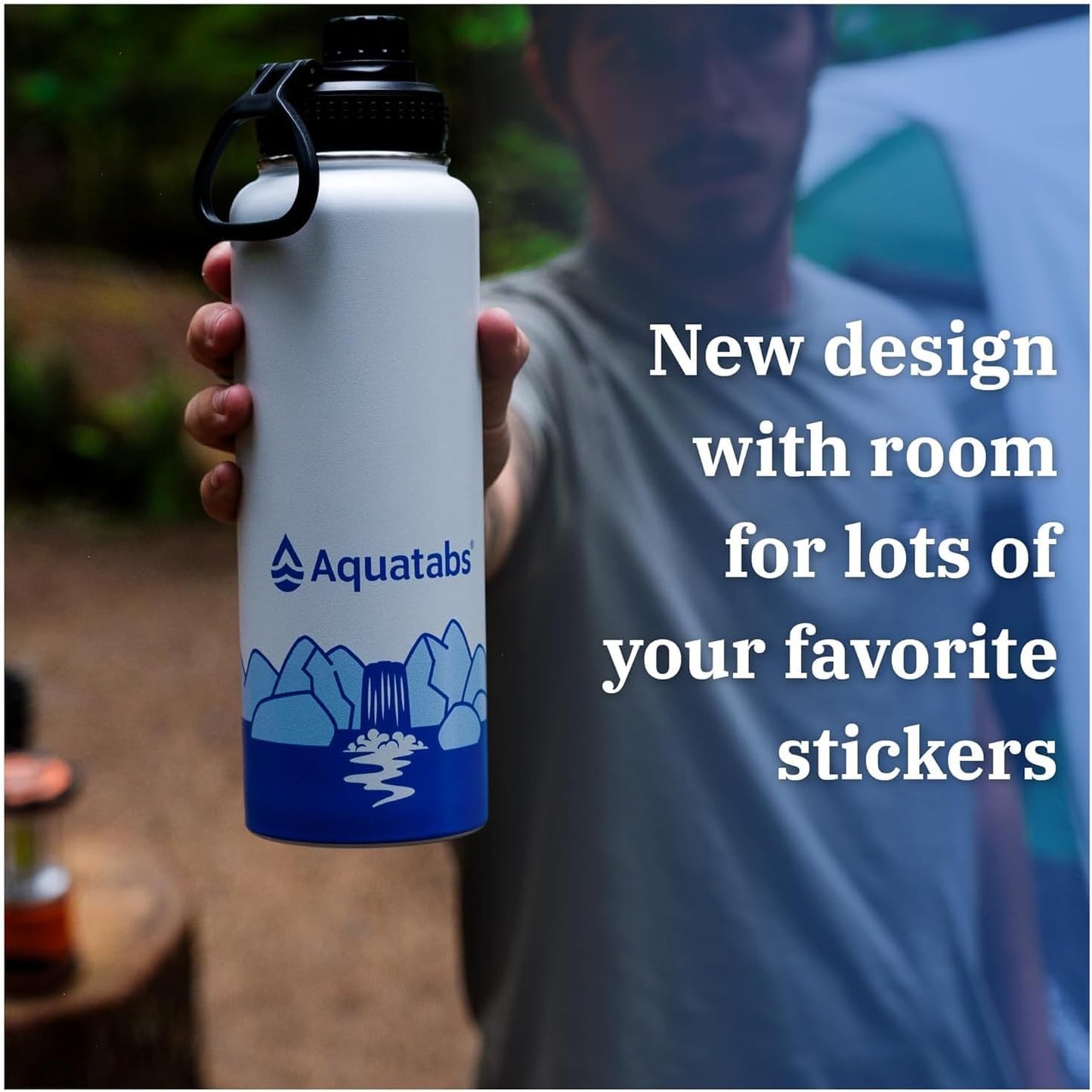 Aquatabs Insulated Stainless Steel Water Purifier Water Bottle with 30 Water Purification Tablets, BPA Free Water Purification Bottle Alternative to Filtered Water Bottle.