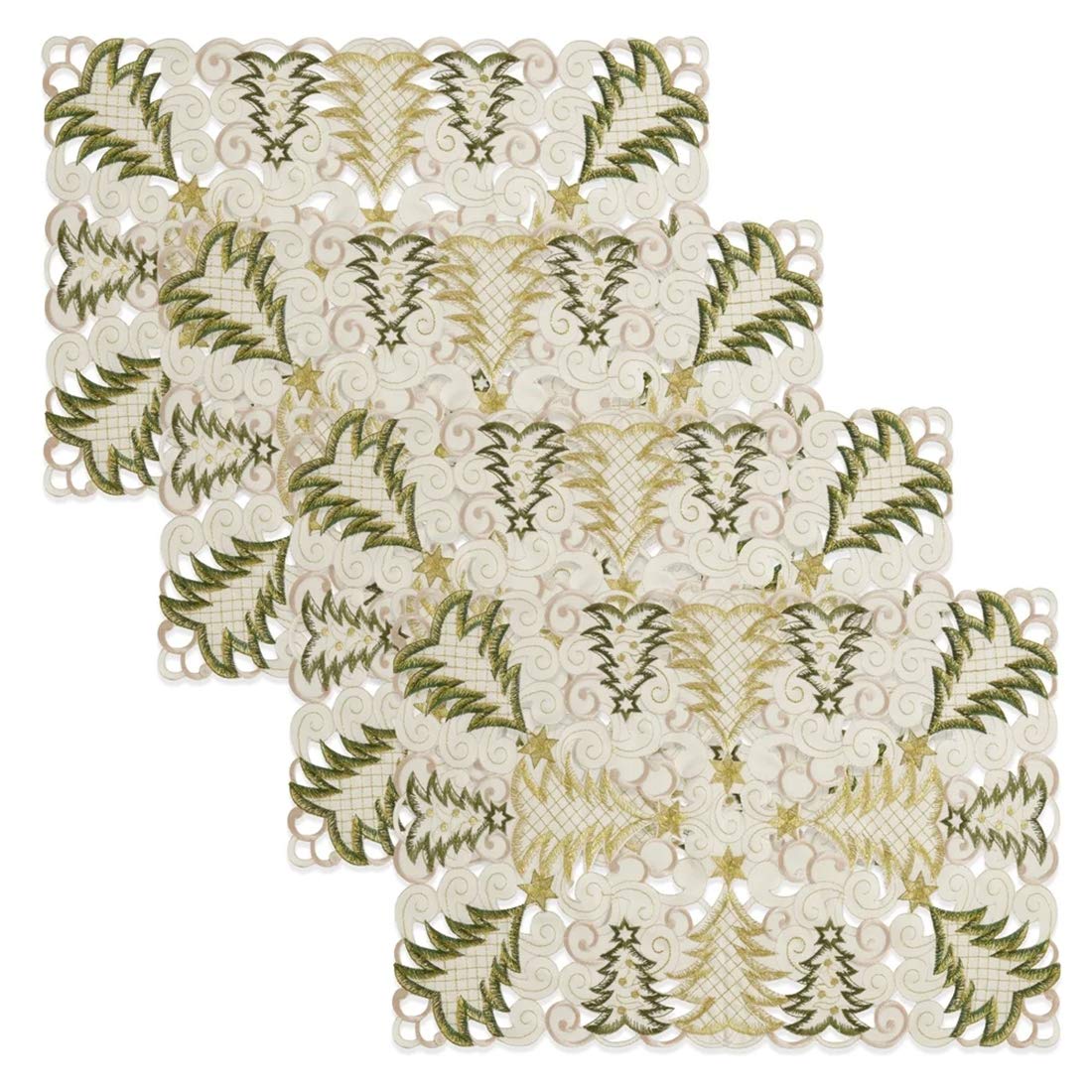Fennco Styles Embroidered Christmas Tree Cutwork Tablecloths