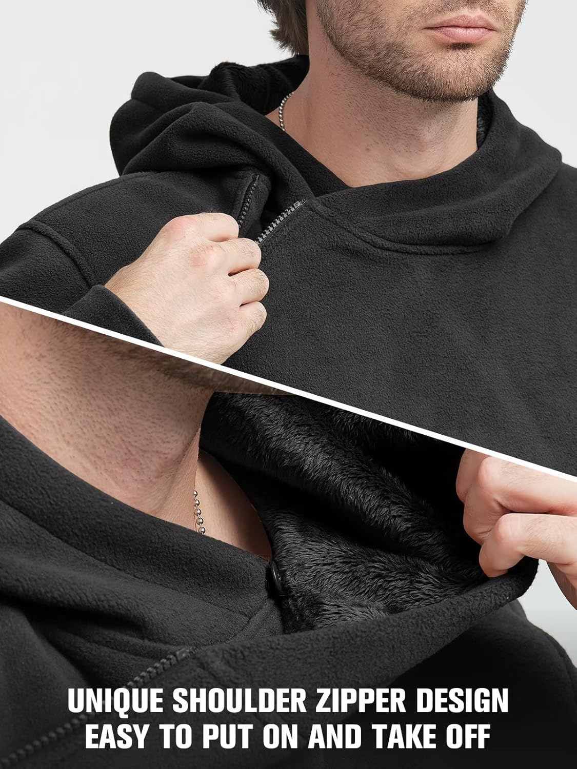 FREE SOLDIER Men's Tactical Winter Fleece Pullover Hoodie Warm Long Fleece lined Hooded Sweatshirt