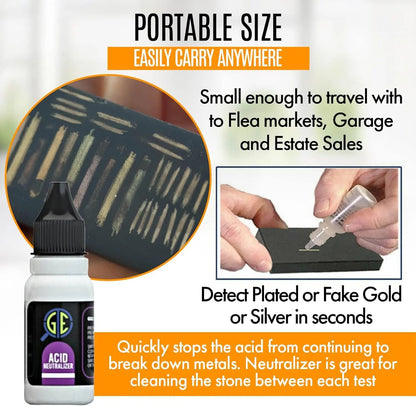 3 Gold Silver Test Acid Neutralizer 1/2 oz Bottles Testing Solution Stone Cleaner