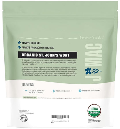 J Mac Botanicals, Organic St John's Wort (16 oz) Hypericum perforatum Loose Leaf Herbal Tea