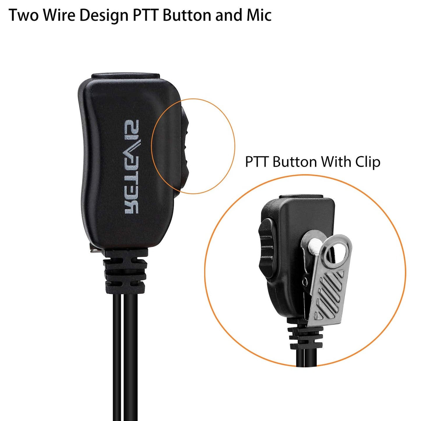 Retevis Case of 10, Two Way Radio Earpiece with Mic Single Wire Earhook Headset for RT22 RT21 RT68 RT68H H777 H777H RT86A RT86S, Compatible with Pxton Baofeng BF-888S BF-T26 Kenwood Walkie Talkies