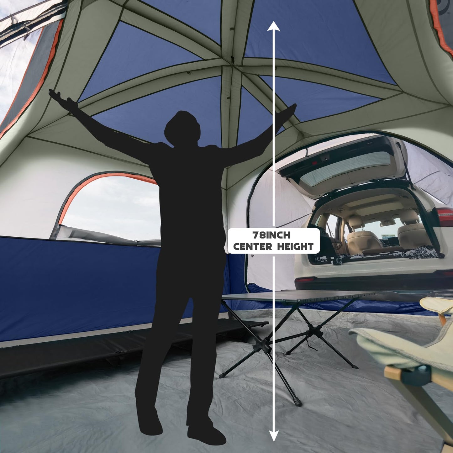 UNP SUV Tent for Camping, 6-Person SUV Tailgate Tent - Easy Set Up with Rainfly, 10'x9'x78in(H)