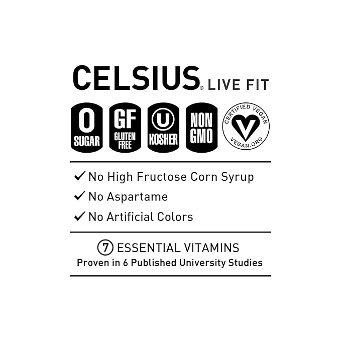 CELSIUS RETRO VIBE Sparkling Sherbet Slush, Sugar Free Energy Drink, 12 Fl Oz (Pack of 12)