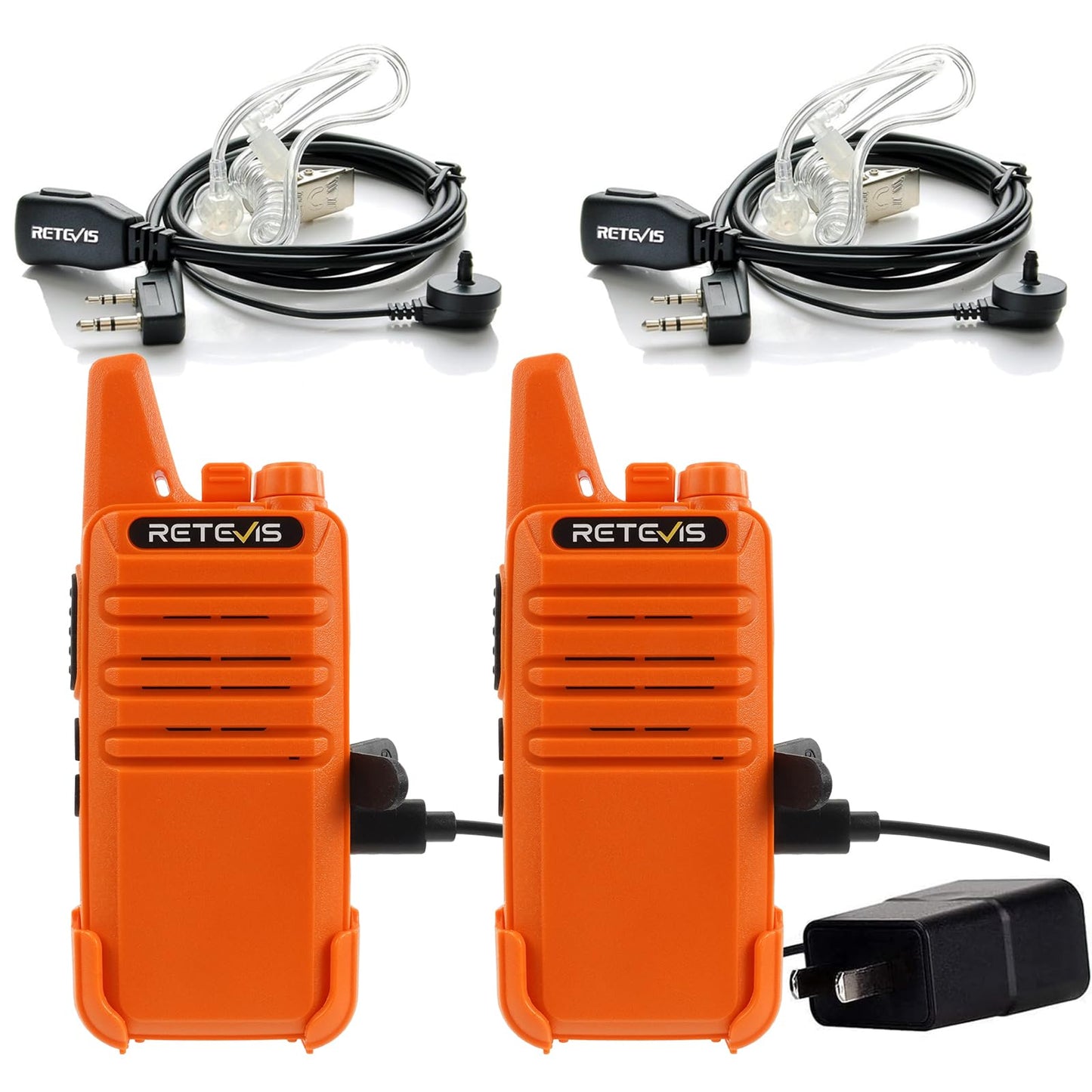 Retevis RT22 Walkie Talkies, Mini 2 Way Radio Rechargeable, VOX Handsfree, Portable, Two-Way Radios Long Range with Earpiece, for Family Road Trip Camping Hiking Skiing(2 Pack, Black)