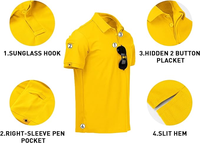 V VALANCH Mens Polo Shirts Short Sleeve Moisture Wicking Golf Polo Athletic Collared Shirt Tennis T-Shirt Tops