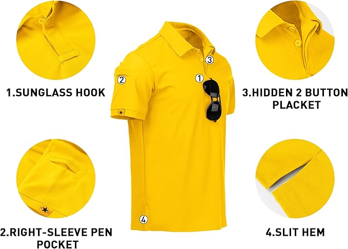 V VALANCH Mens Polo Shirts Short Sleeve Moisture Wicking Golf Polo Athletic Collared Shirt Tennis T-Shirt Tops