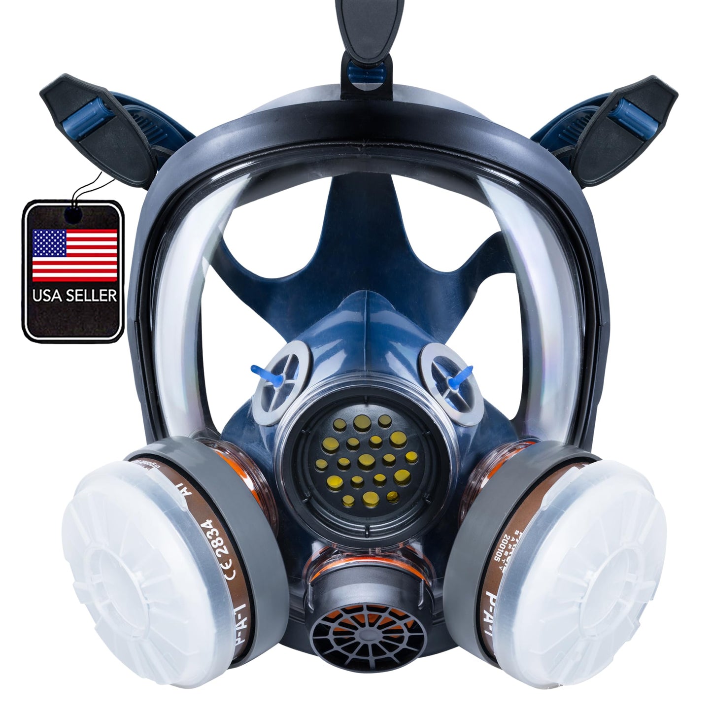 Parcil Distribution Full Face Respirator Mask with Filters – Durable Full Face Respirator Gas Mask, Bayonet Filter Compatible