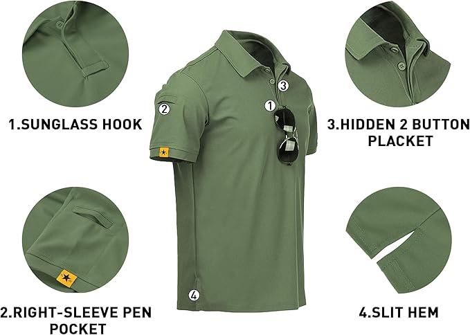 V VALANCH Mens Polo Shirts Short Sleeve Moisture Wicking Golf Polo Athletic Collared Shirt Tennis T-Shirt Tops