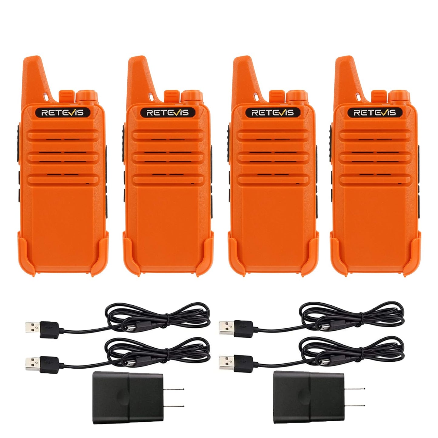 Retevis RT22 Two Way Radio Long Range Rechargeable,Portable 2 Way Radio, USB-C Charging, Handsfree Walkie Talkies for Adults Cruise Hiking Camping(4 Pack)