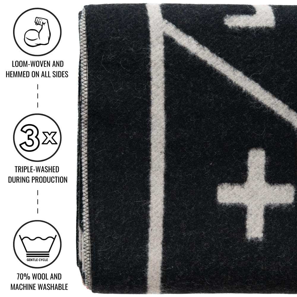 Arcturus Rainier Wool Blanket - 4.5lbs Warm, Heavy, Washable, Large | Great for Camping, Outdoors, Survival & Emergency Kits (Sunset Peak)