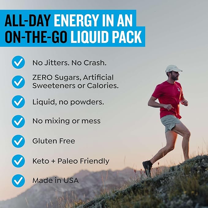 Zero Sugar Energy Drinks - Keto Natural Mix, Liquid Vitamin B Drink, Organic Caffeine Blend, On-the-Go Liquid Pack, Zero Sugar Mixed Berry Energy Packets by Mark Healey,Pack of 10