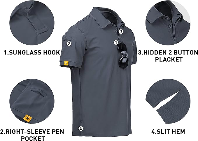 V VALANCH Mens Polo Shirts Short Sleeve Moisture Wicking Golf Polo Athletic Collared Shirt Tennis T-Shirt Tops