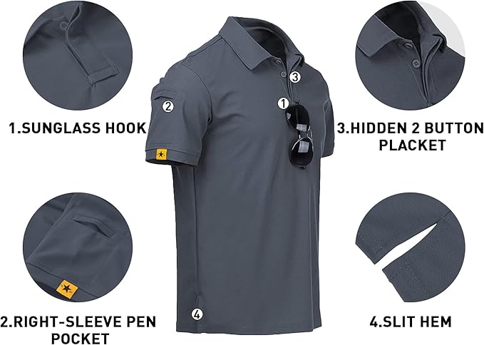 V VALANCH Mens Polo Shirts Short Sleeve Moisture Wicking Golf Polo Athletic Collared Shirt Tennis T-Shirt Tops