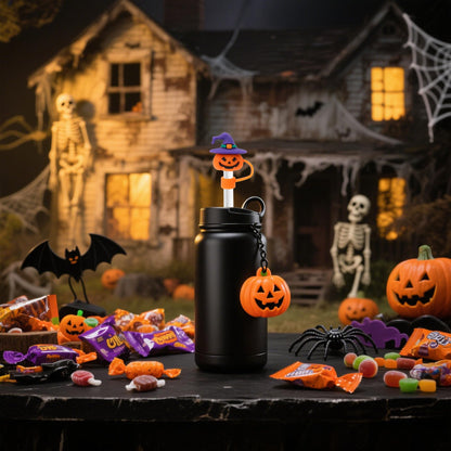 LmashRbaiw 6PCS Silicone Ghost Straw Toppers for Stanley Cups Halloween