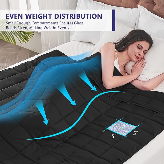 yescool Weighted Blanket for Adults (15 lbs, 60" x 80", Pink Grey) Cooling Heavy Blanket for Sleeping Perfect for 140-160 lbs, Queen Size Breathable Blanket with Premium Glass Bead, Machine Washable