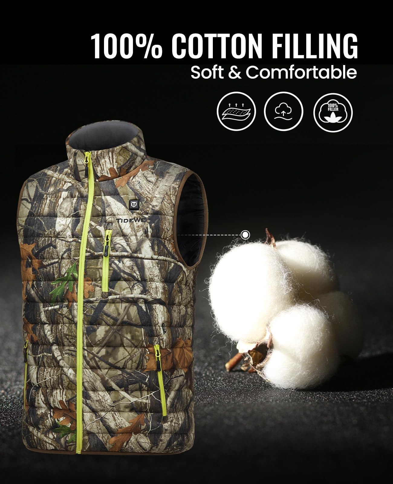 TIDEWE Men’s Heated Vest with Battery Pack, Lightweight Vest for Hunting/Hiking